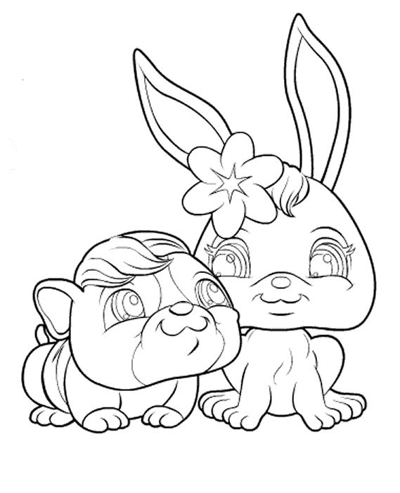 coloriage petshop chien et lapin